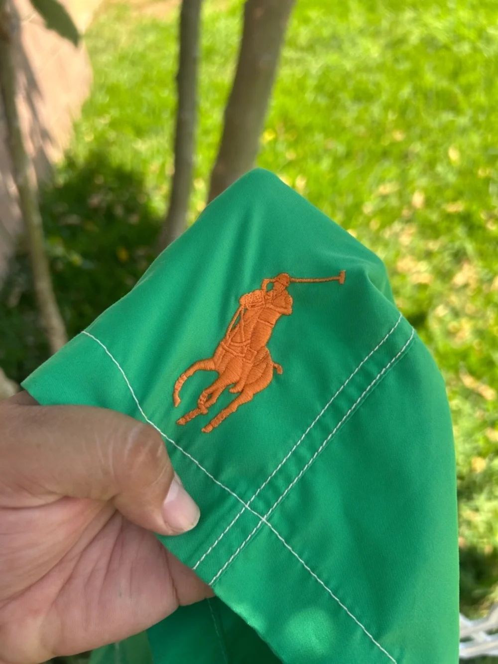Ralph Lauren Green Navy Orange Striped Swim Shorts